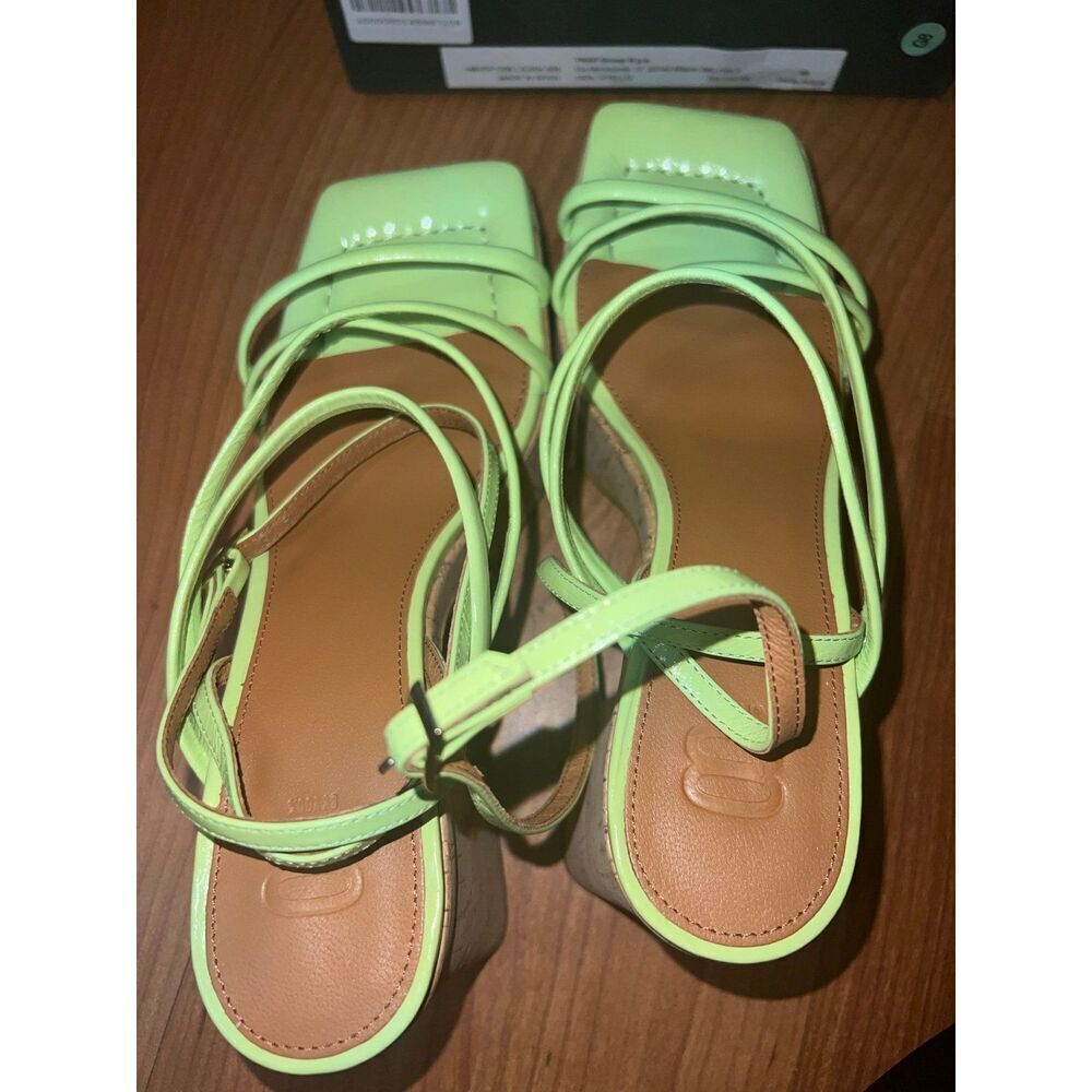 8 by YOOX CORK HEEL SANDALS Size EU 40 US 10 Acid Green - Picture 6 of 12